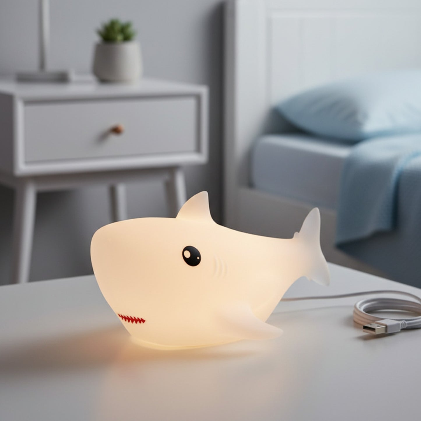 Veilleuse LED Requin Silicone USB - Lampe d'Ambiance Mignonne pour Chambre d'Enfant